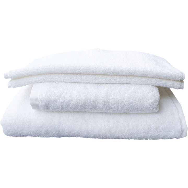 Set 4 prosoape hoteliere, alb, bumbac 100%