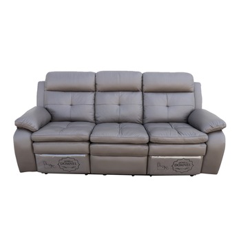 Canapea 3 locuri cu 2 reclinere manuale, Md 2991, Piele naturala, Gri B- 2032 Canapea 3 locuri cu 2 reclinere manuale, Md 2991, Piele naturala, Gri B- 2032