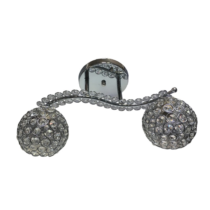 Lustra julia 815585/2 schelet inox, abajur cristal