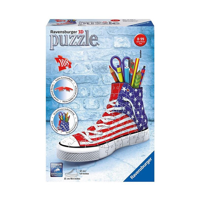 Puzzle 3D American Sneaker Flag Pen Holder 108 Piese 3D