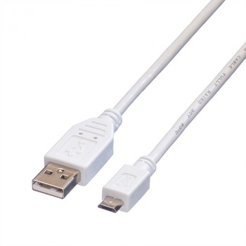Cablu USB 2.0 la micro USB-B 1.8m Alb, Value 11.99.8752 Cablu USB 2.0 la micro USB-B 1.8m Alb, Value 11.99.8752