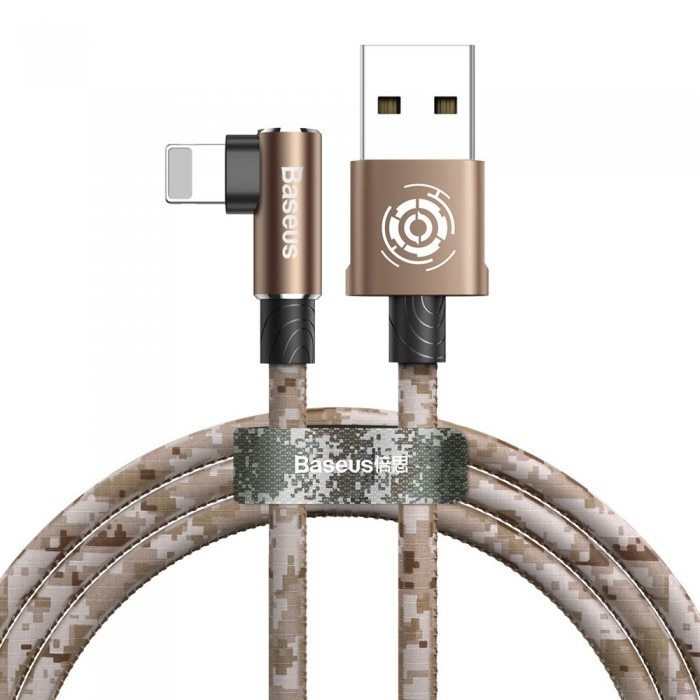 Cablu de date/incarcare Baseus, Camouflage Elbow USB/Lightning, 2.4A 1M, Maro