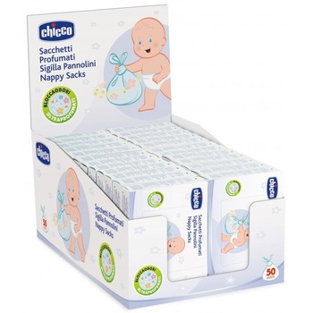 Pungi Parfumate Chicco pentru Scutece, 50 buc Pungi Parfumate Chicco pentru Scutece, 50 buc