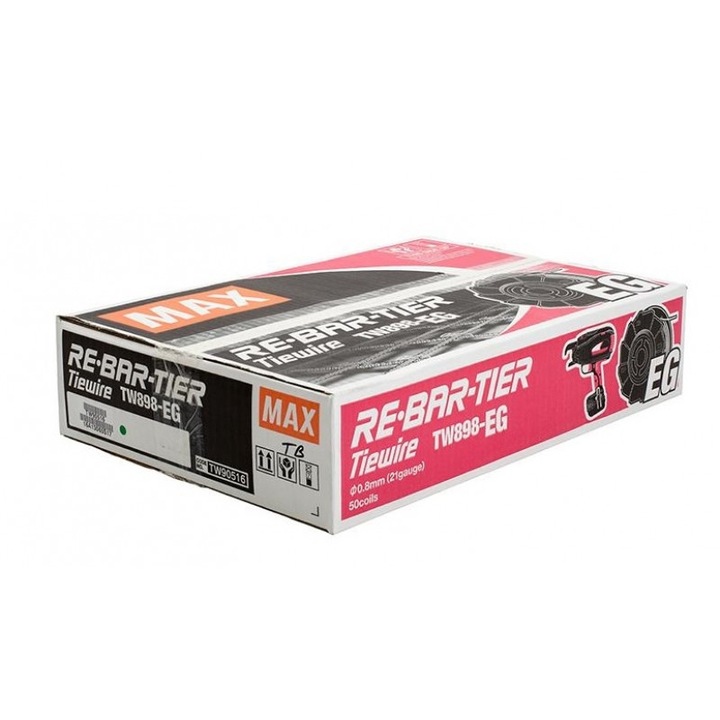 Rola de sarma galvanizata 0,8 mm TW898-EG pentru masinile de legat fier beton Max RB398, RB218, RB518 - cutie 50 buc