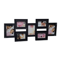 Rama foto colaj 7 poze, PMS 802032, culoare neagra, poze format 10x15 cm, cu suport agatat perete