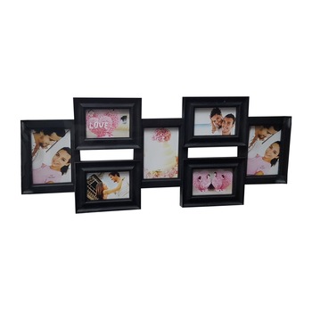 Rama foto colaj 7 poze, PMS 802032, culoare neagra, poze format 10x15 cm, cu suport agatat perete Rama foto colaj 7 poze, PMS 802032, culoare neagra, poze format 10x15 cm, cu suport agatat perete