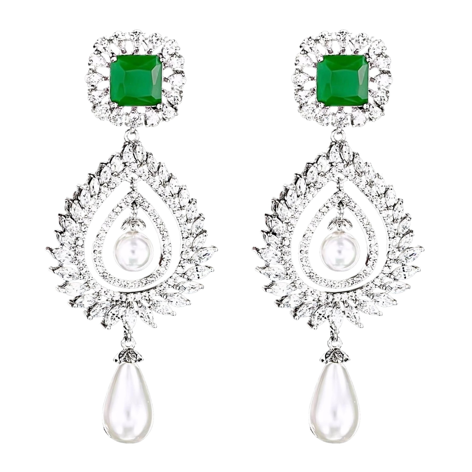 Cercei placati cu Aur 18K, Perle si Diamante, Thalia