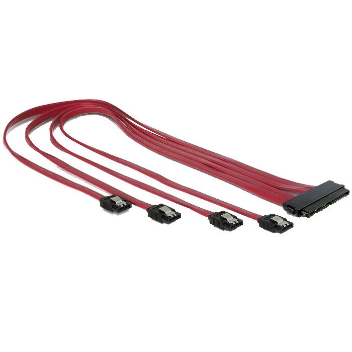 Cablu SAS 32pin la 4x SATA (SFF 8484 - 4x SATA) 50cm- clipsuri metal, Delock - 83044