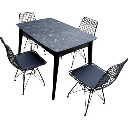 Set Masa Extensibila Din Mdf Parlayan Granith Cu 4 Scaune Metalice Cu Sezut Textil 80x120 Pliata 80x150 Extinsa Pentru Terasa Gradina Living Si Bucatarie Negru Emag Ro