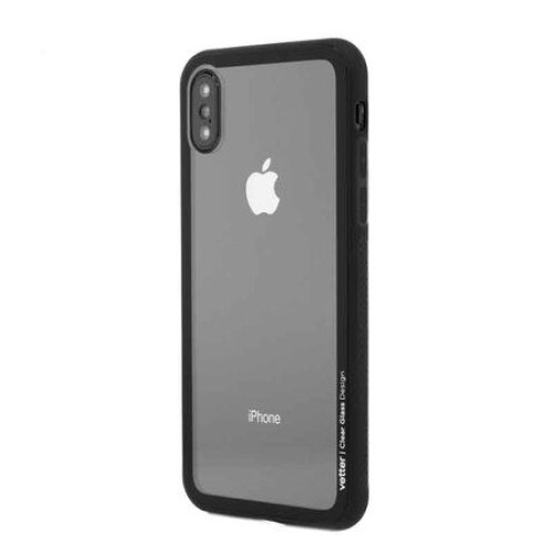 Husa iPhone X / XS Clip-On Hybrid Soft Edge With Clear Back Glass Black Vetter