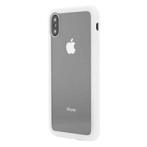 Husa iPhone X / XS Clip-On Hybrid Soft Edge With Clear Back Glass White Vetter