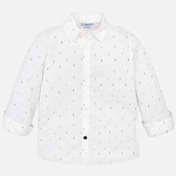 Camasa maneca lunga imprimeu baiat, Mayoral, 3137PV19ANC, alb, 6 ani Camasa maneca lunga imprimeu baiat, Mayoral, 3137PV19ANC, alb, 6 ani