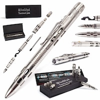 Pix Tactic de Metal Multifunctional cu Lanterna Pentru Autoaparare by BellFyd ( cutie cadou inclusa )