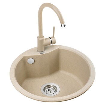 Pachet chiuveta Kring + baterie Kring Sevilla, compozit granit, 480mm, adancime 180mm, montare pe blat, Bej Pachet chiuveta Kring + baterie Kring Sevilla, compozit granit, 480mm, adancime 180mm, montare pe blat, Bej