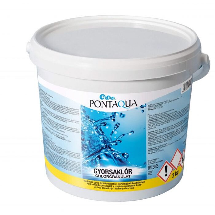 Clor granulat Pontaqua 56%, CLG 030, cu clor activ pentru piscine 3kg