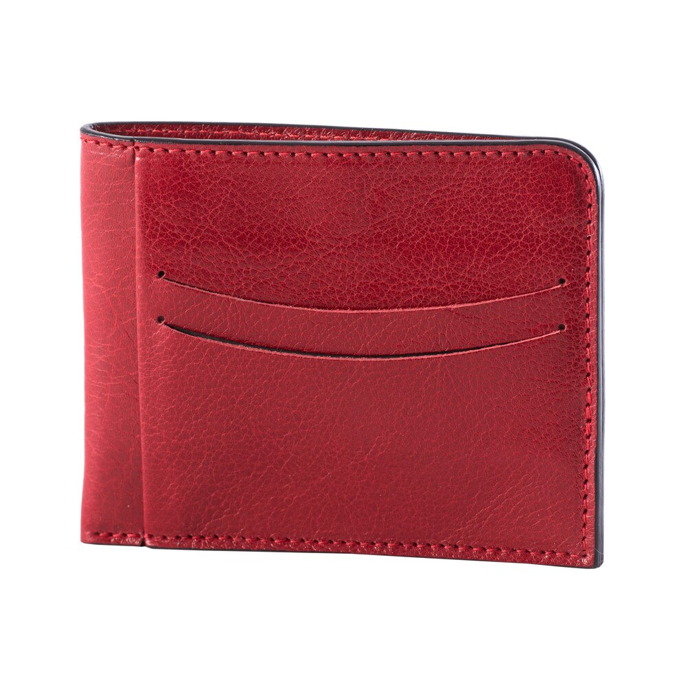 Portofel carduri e-store, piele naturala, rosu