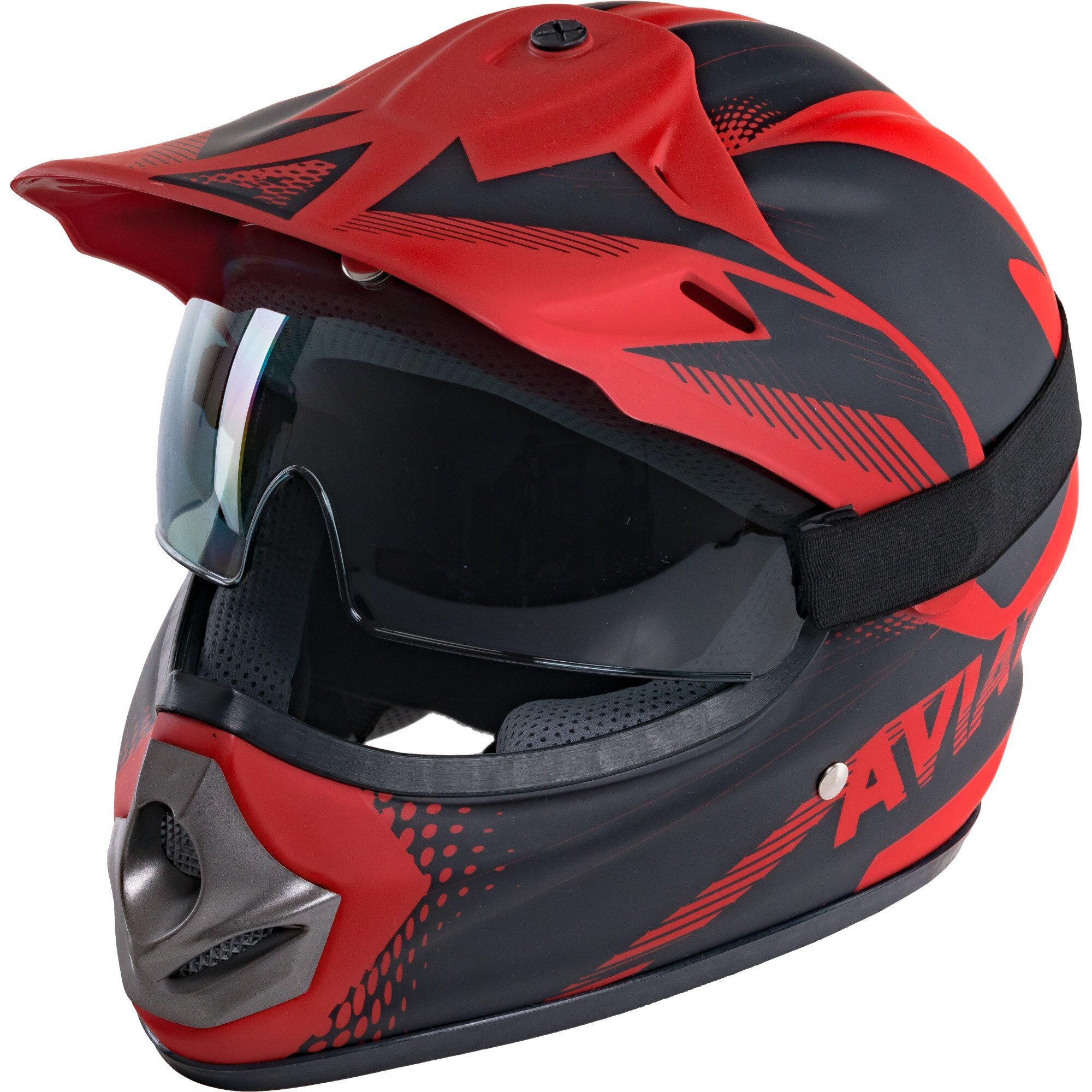 Kask Motocyklowy Dziecięcy Enduro Quada Z Goglami Czerwony + Kask Motocyklowy Dziecięcy Enduro Quada Z Goglami Czerwony +