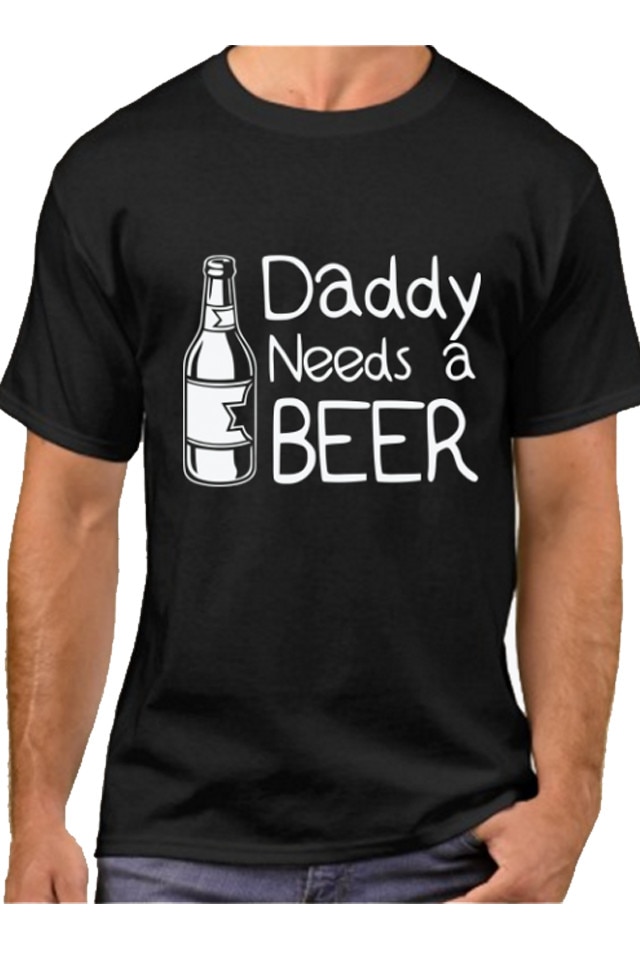 Персонализирана мъжка тениска "Daddy Needs A Beer", L, черна - eMAG.bg