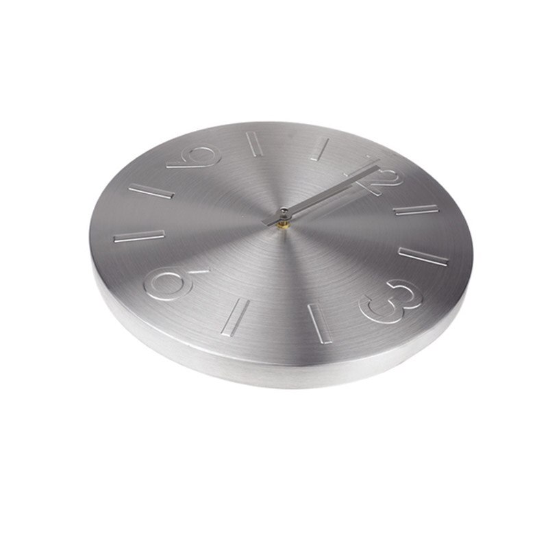 Ceas perete din Aluminiu, cu limbi Argintii, D35 cm, Argintiu