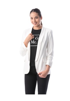 Sacou dama, Adrom, alb, cu buzunare false, masura S Sacou dama, Adrom, alb, cu buzunare false, masura S