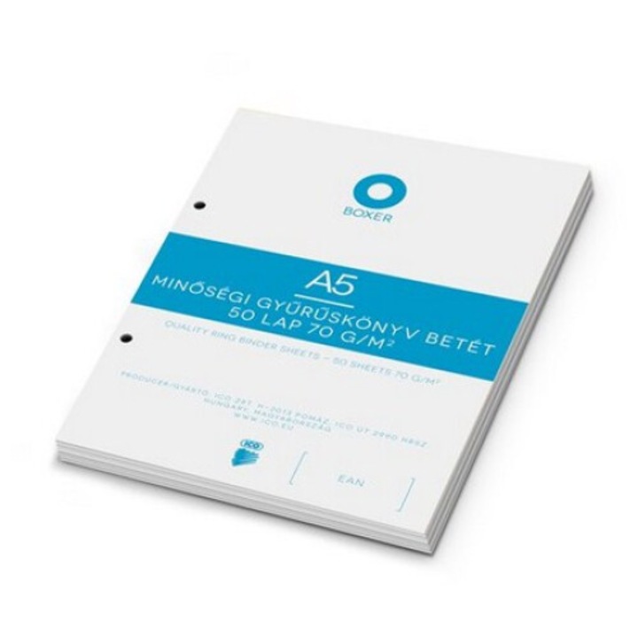 BOXER A5 листовки за тетрадка с бели редове, 50 листа