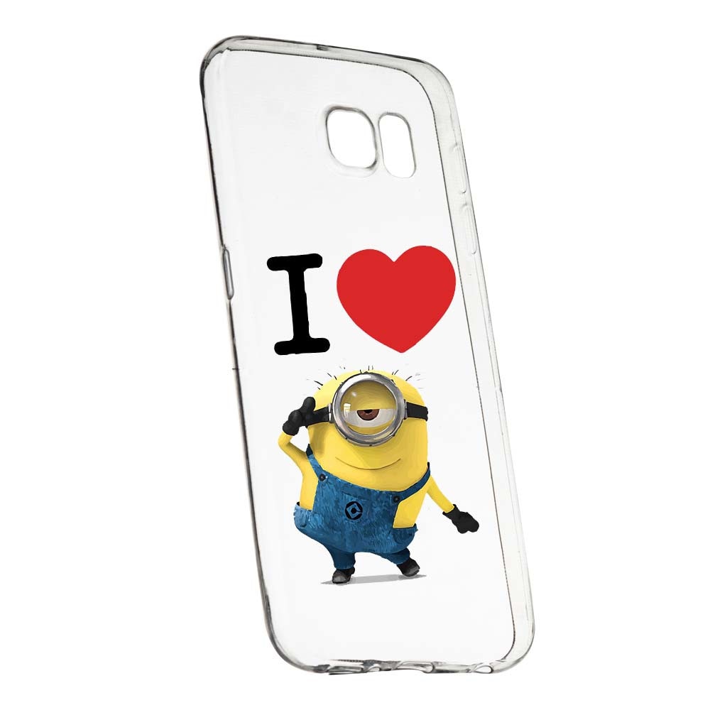 Husa de protectie I Love Minion pentru Samsung Galaxy S7, rezistenta la uzura, anti-alunecare, din silicon Premium, 216