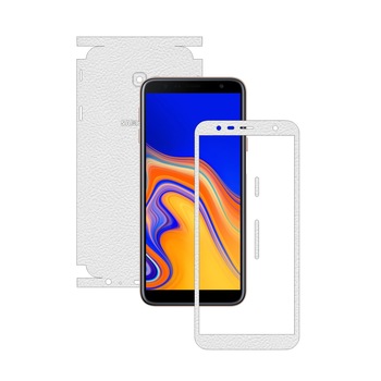 Folie Protectie Carbon Skinz pentru Samsung Galaxy J4+ Plus - Piele Alba 360 Cut, Skin Adeziv Full Body Cover pentru Rama Ecran, Carcasa Spate si Laterale