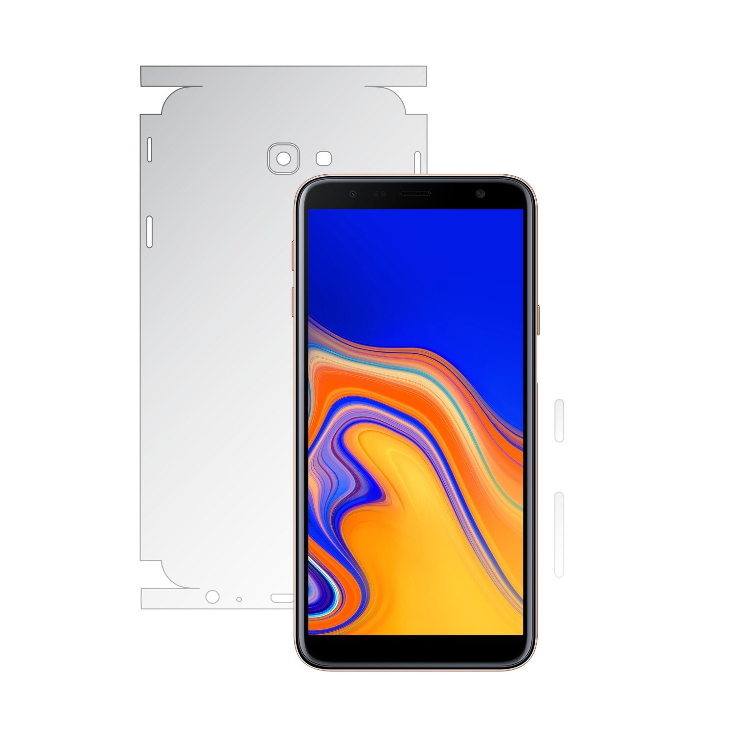 Folie Protectie Spate Invisible Skinz HD pentru Samsung Galaxy J4+ Plus - Folie Siliconica Ultra-Clear cu taiere 360 Cut pentru Carcasa Spate si Laterale, Skin Adeziv Transparent, Edge to Edge Full Case Cover