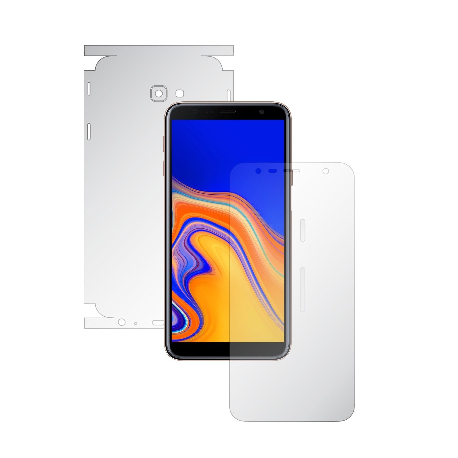 Folie Full Body Invisible Skinz UHD AutoRegeneranta pentru Samsung Galaxy J4+ Plus - Folie Protectie Siliconica Ultra-Clear cu taiere 360 Cut pentru Ecran, Carcasa Spate si Laterale, Skin Adeziv Transparent, Edge to Edge Cover