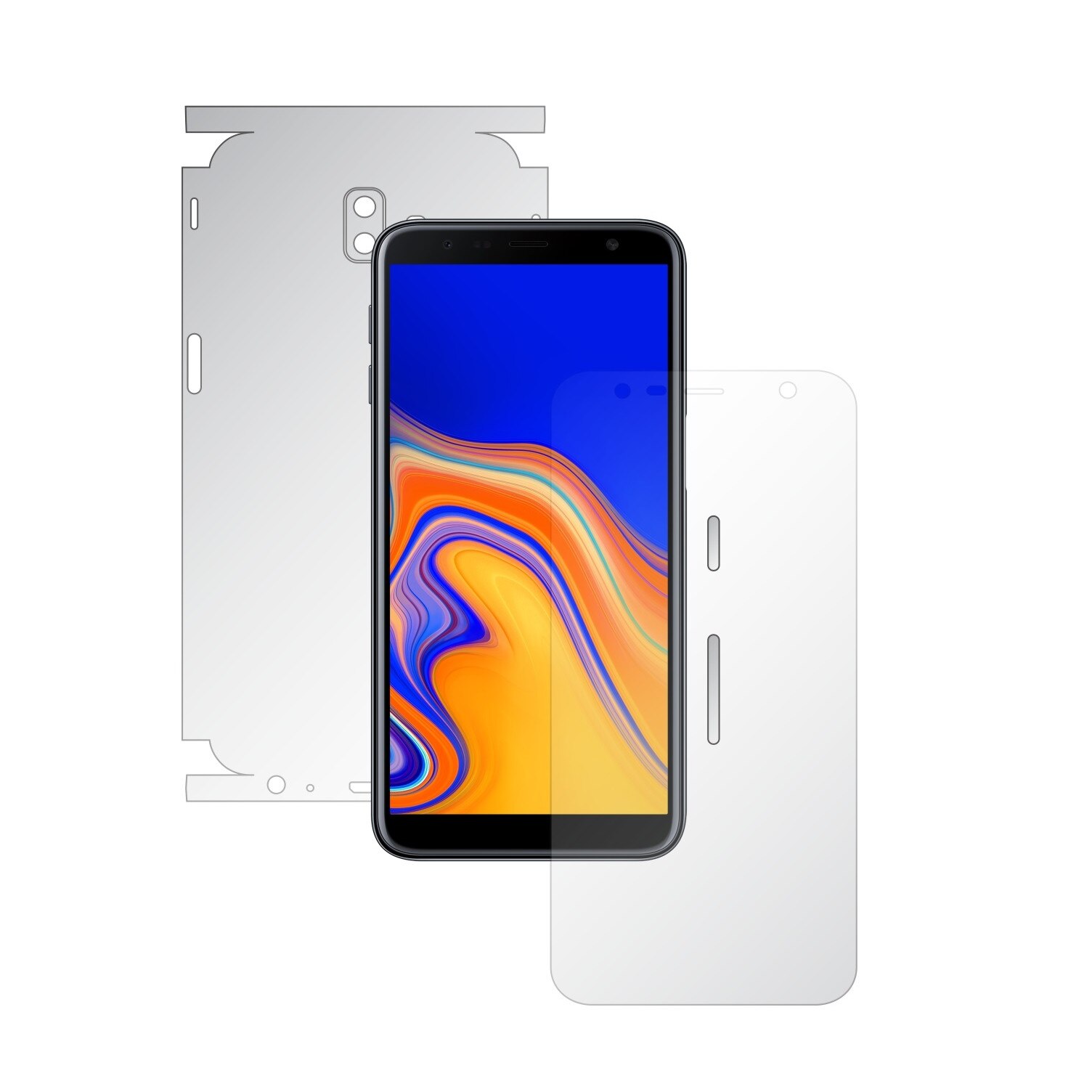Folie Full Body Invisible Skinz HD pentru Samsung Galaxy J6+ Plus - Folie Protectie Siliconica Ultra-Clear cu taiere 360 Cut pentru Ecran, Carcasa Spate si Laterale, Skin Adeziv Transparent, Edge to Edge Cover