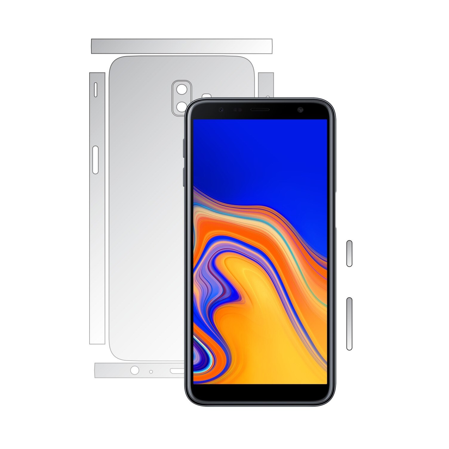 Folie Protectie spate Invisible Skinz UHD AutoRegeneranta pentru Samsung Galaxy J6+ Plus - Folie Siliconica Ultra-Clear cu taiere Split Cut pentru Carcasa Spate si Laterale, Skin Adeziv Transparent, Edge to Edge Full Case Cover