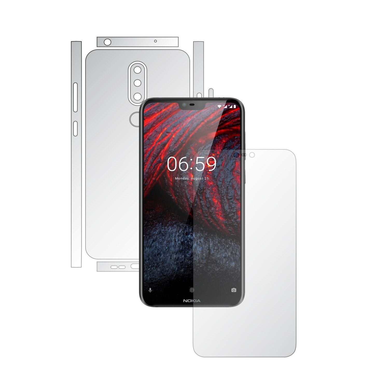 Folie Full Body Invisible Skinz UHD AutoRegeneranta pentru Nokia 6.1 Plus (X6) - Folie Protectie Siliconica Ultra-Clear cu taiere Split Cut pentru Ecran, Carcasa Spate si Laterale, Skin Adeziv Transparent, Edge to Edge Cover