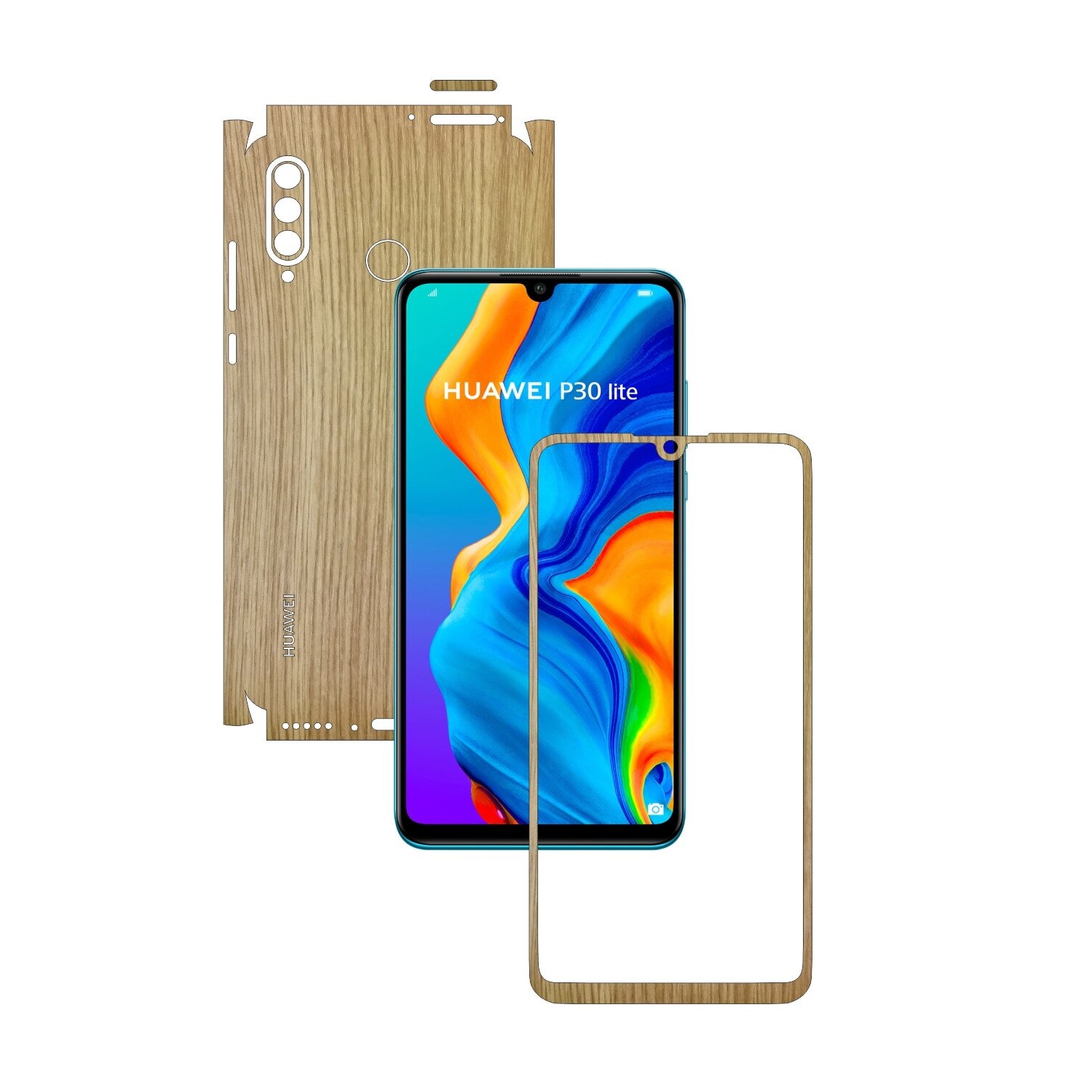 Folie Protectie Carbon Skinz pentru Huawei P30 Lite New Edition - Lemn Stejar 360 Cut, Skin Adeziv Full Body pentru Carcasa