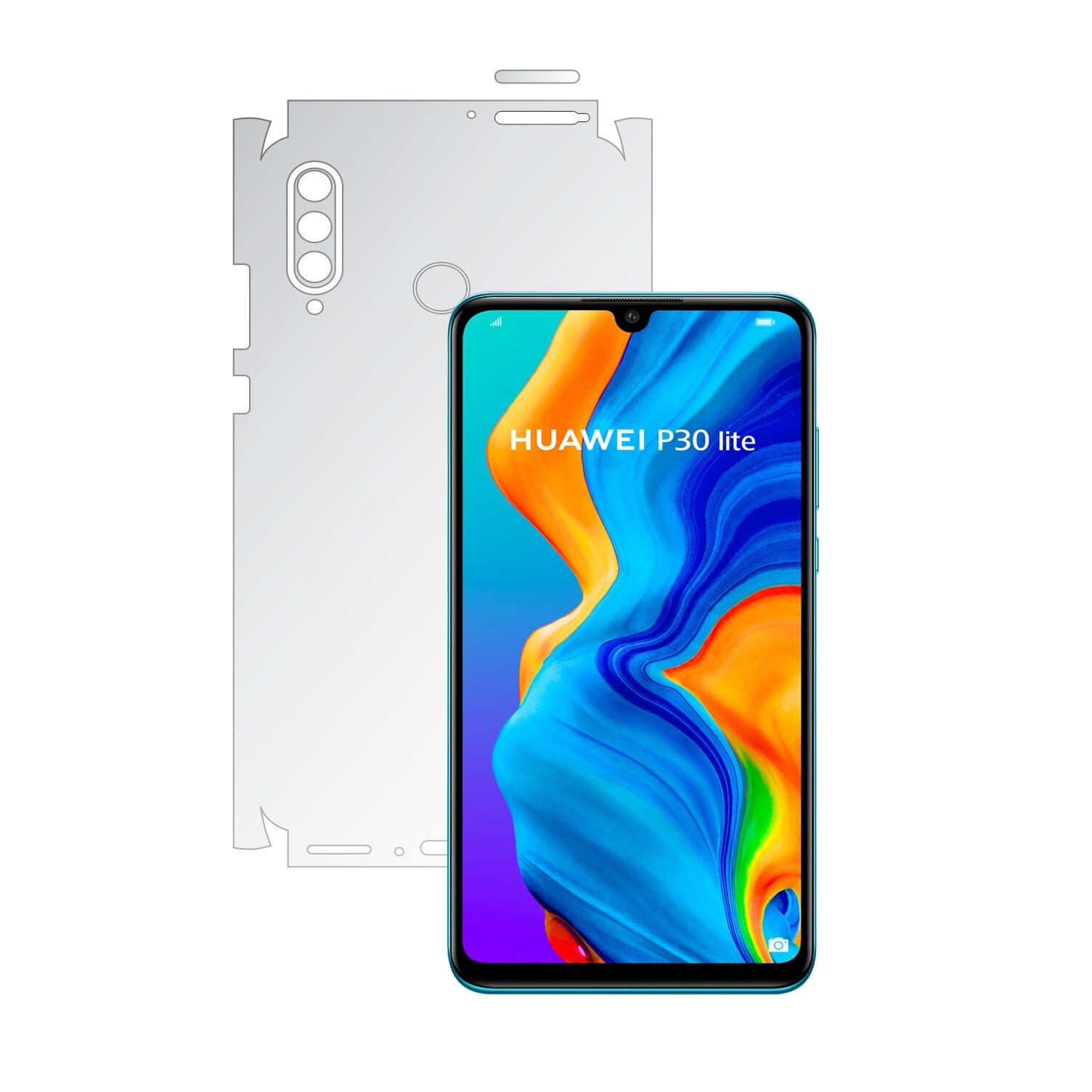 Folie Protectie Spate Invisible Skinz HD pentru Huawei P30 Lite New Edition - Folie Siliconica Ultra-Clear cu taiere 360 Cut pentru Carcasa Spate si Laterale, Skin Adeziv Transparent