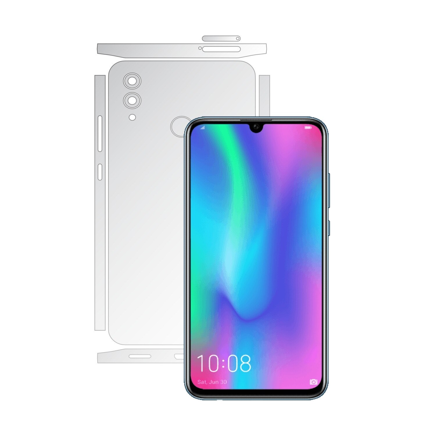 Folie Protectie spate Invisible Skinz UHD AutoRegeneranta pentru Huawei Honor 10 Lite - Folie Siliconica Ultra-Clear cu taiere Split Cut pentru Carcasa Spate si Laterale, Skin Adeziv Transparent, Edge to Edge Full Case Cover