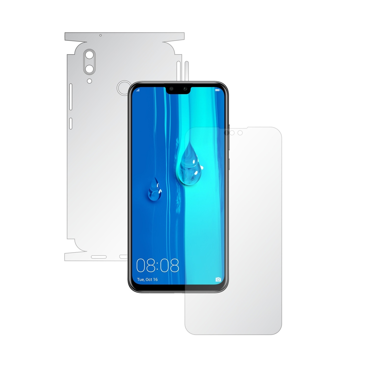 Folie Full Body Invisible Skinz HD pentru Huawei Y9 (2019) - Folie Protectie Siliconica Ultra-Clear cu taiere 360 Cut pentru Ecran, Carcasa Spate si Laterale, Skin Adeziv Transparent, Edge to Edge Cover