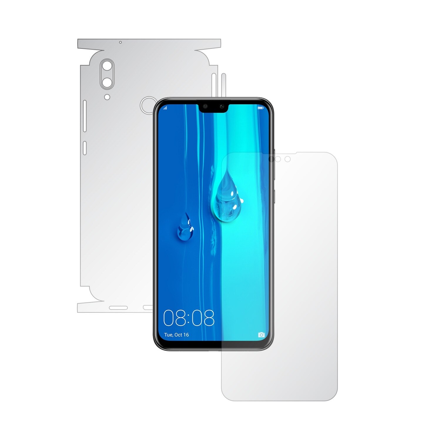 Folie Full Body Invisible Skinz UHD AutoRegeneranta pentru Huawei Y9 (2019) - Folie Protectie Siliconica Ultra-Clear cu taiere 360 Cut pentru Ecran, Carcasa Spate si Laterale, Skin Adeziv Transparent, Edge to Edge Cover