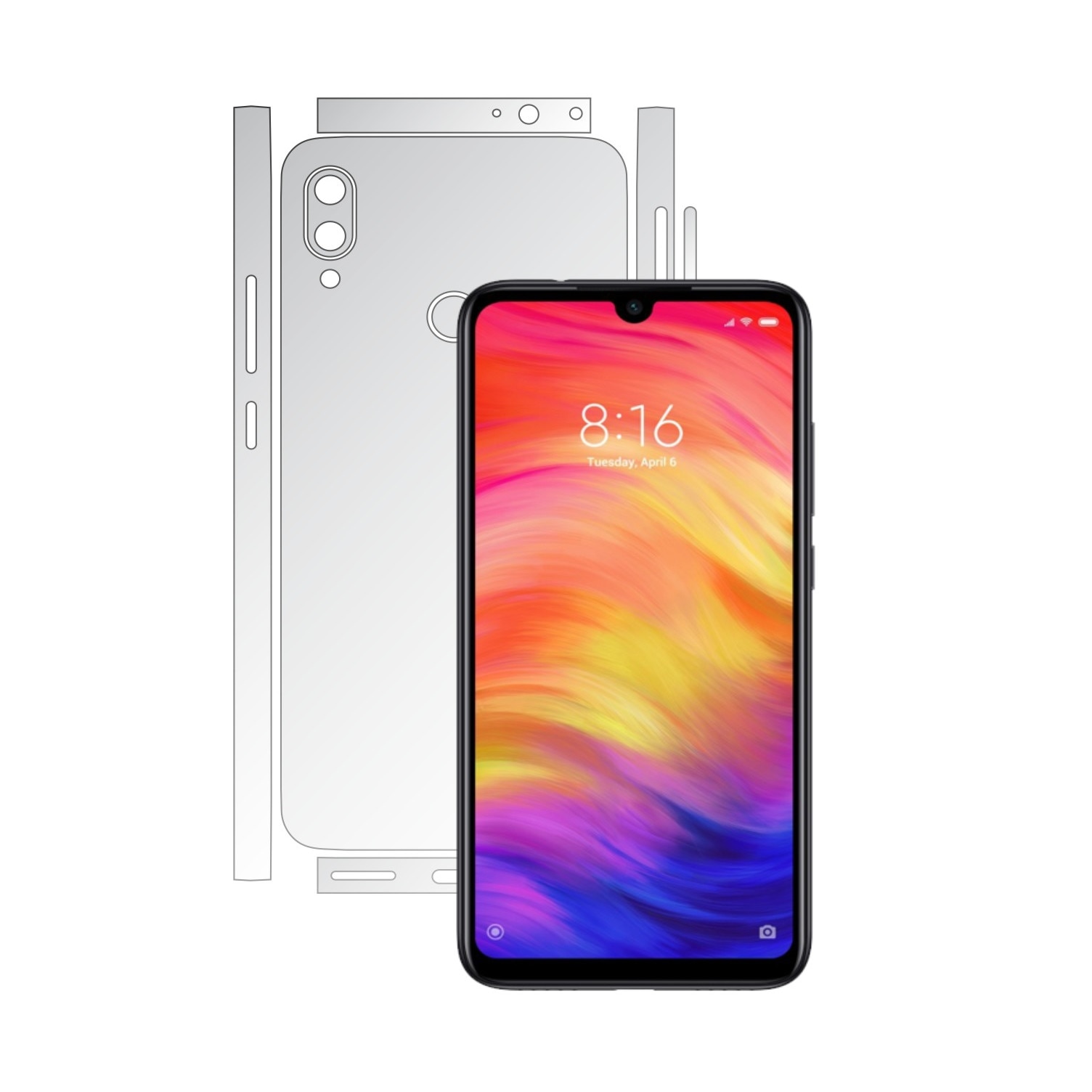 Folie Protectie Spate Invisible Skinz UHD AutoRegeneranta pentru Xiaomi Redmi Note 7 Pro - Folie Siliconica Ultra-Clear cu taiere Split Cut pentru Carcasa Spate si Laterale, Skin Adeziv Transparent, Edge to Edge Full Case Cover