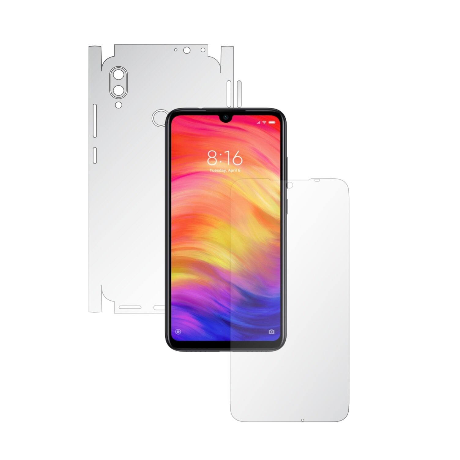 Folie Full Body Invisible Skinz HD pentru Xiaomi Redmi Note 7 (7S) - Folie Protectie Siliconica Ultra-Clear cu taiere 360 Cut pentru Ecran, Carcasa Spate si Laterale, Skin Adeziv Transparent, Edge to Edge Cover