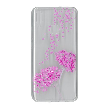 Husa silicon motiv floral si cristal, pentru Huawei P Smart 2019 - Eurocell M4 Husa silicon motiv floral si cristal, pentru Huawei P Smart 2019 - Eurocell M4