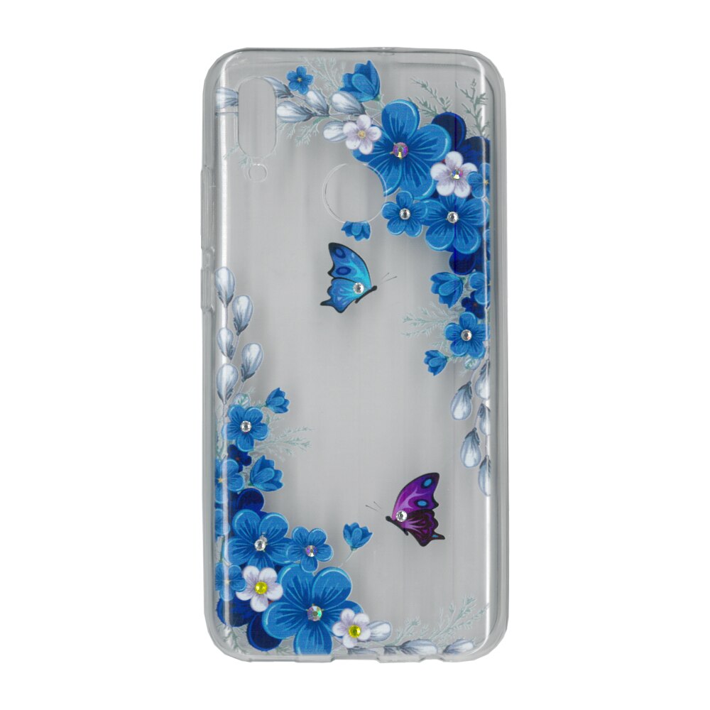 Husa silicon motiv floral si cristal, pentru Huawei P Smart 2019 - Eurocell M1