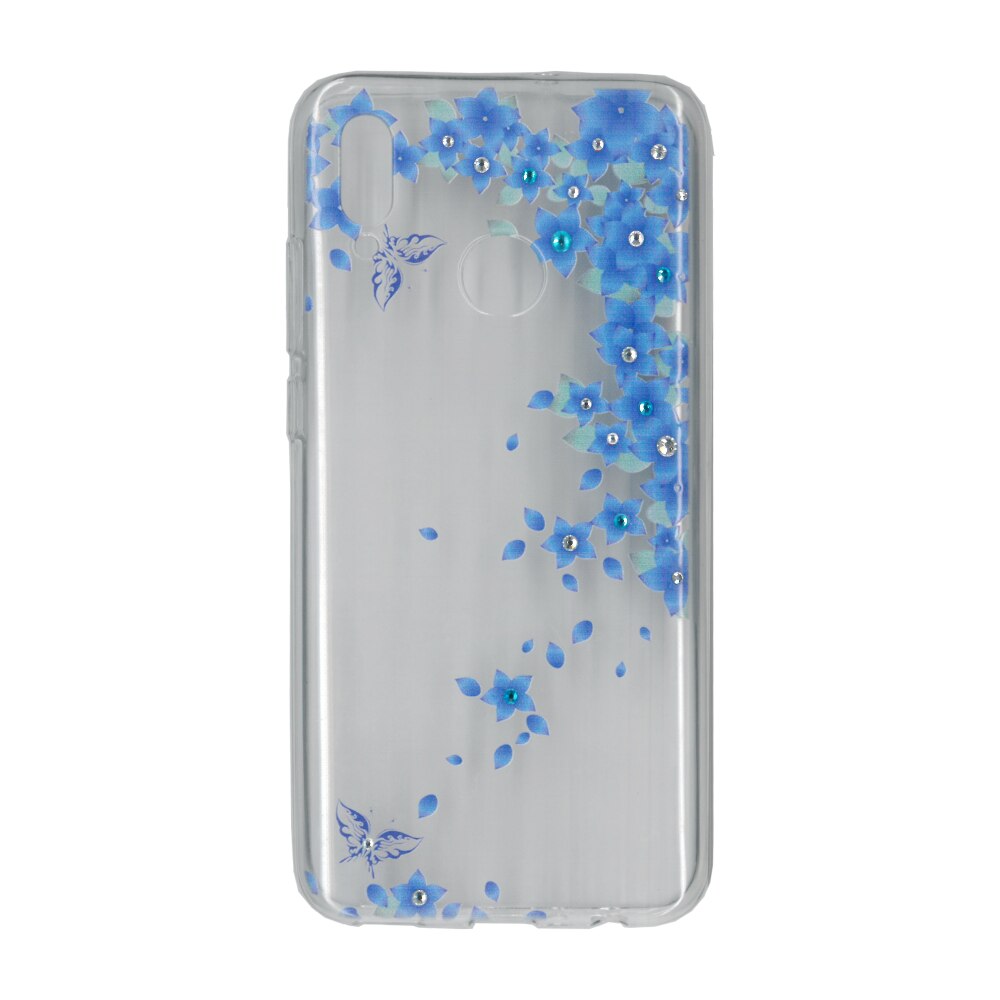 Husa silicon motiv floral si cristal, pentru Huawei P Smart 2019 - Eurocell M3