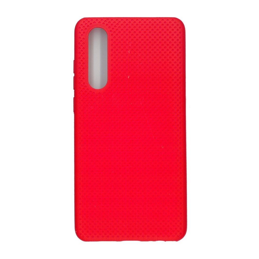 Husa din silicon cu perforatii si interior de microfibra pentru Huawei P30 - High End, rosu