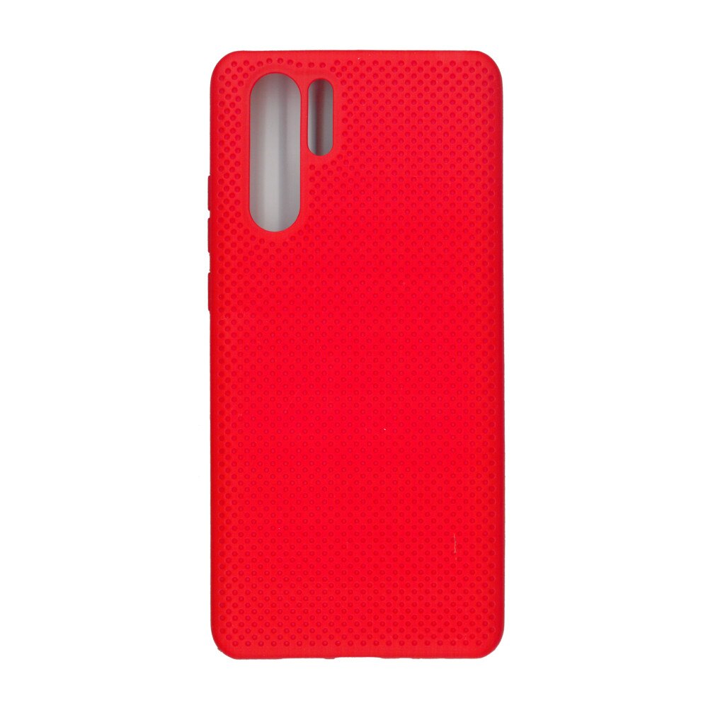 Husa din silicon cu perforatii si interior de microfibra pentru Huawei P30 Pro - High End, Rosu