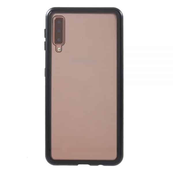 Husa pentru Samsung Galaxy A50 / A30s - Cadru metalic cu magneti de prindere, spate din sticla securizata, neagra