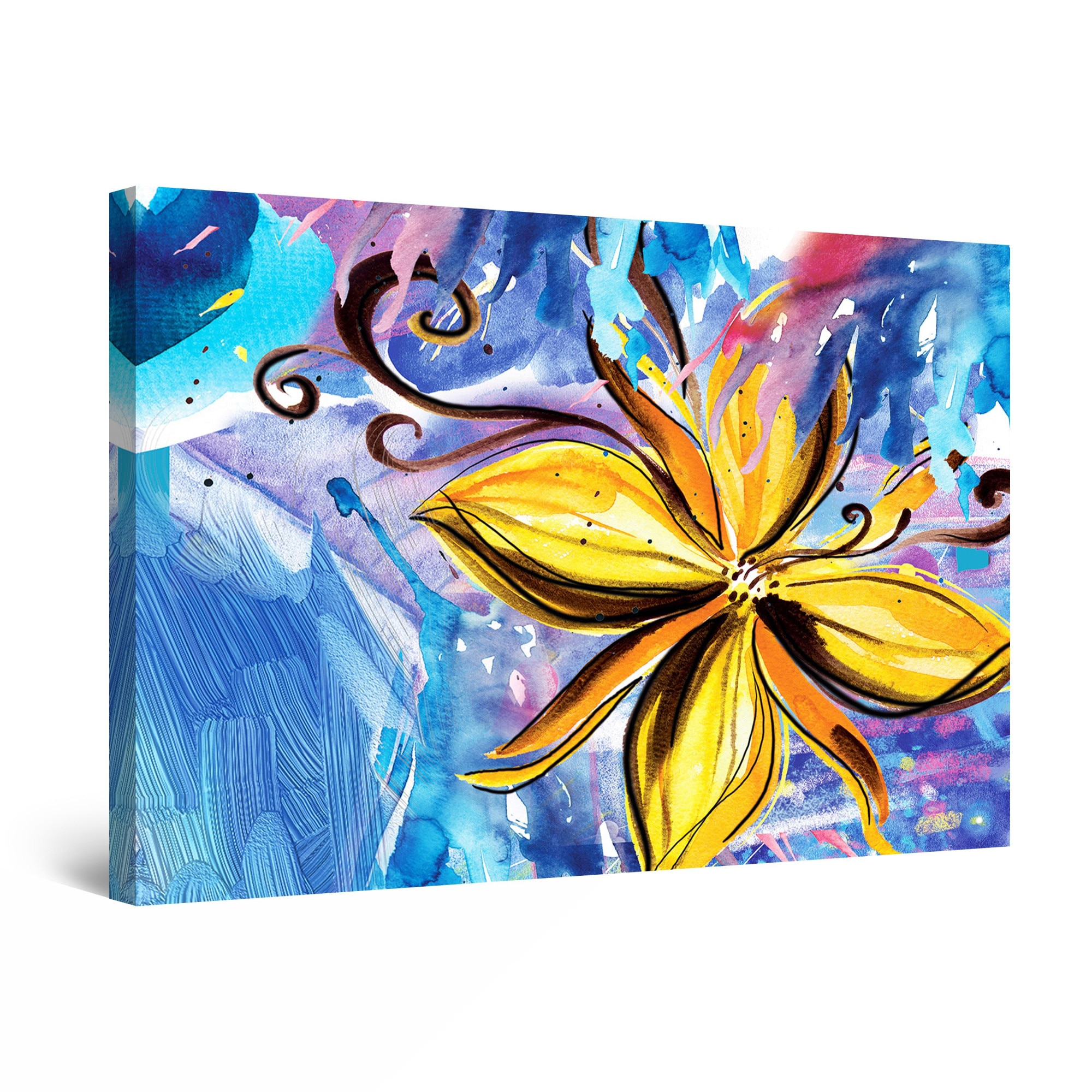 Tablou DualView Startonight Floare galbena, luminos in intuneric, 90 cm x 60 cm