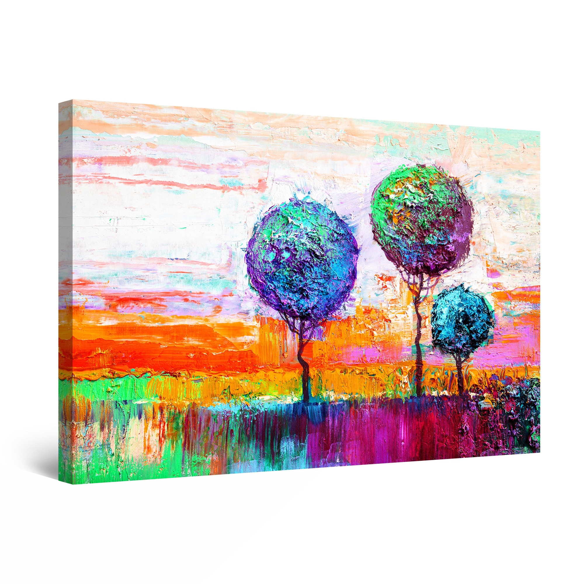Tablou DualView Startonight Copaci multicolori, luminos in intuneric, 80 cm x 120 cm