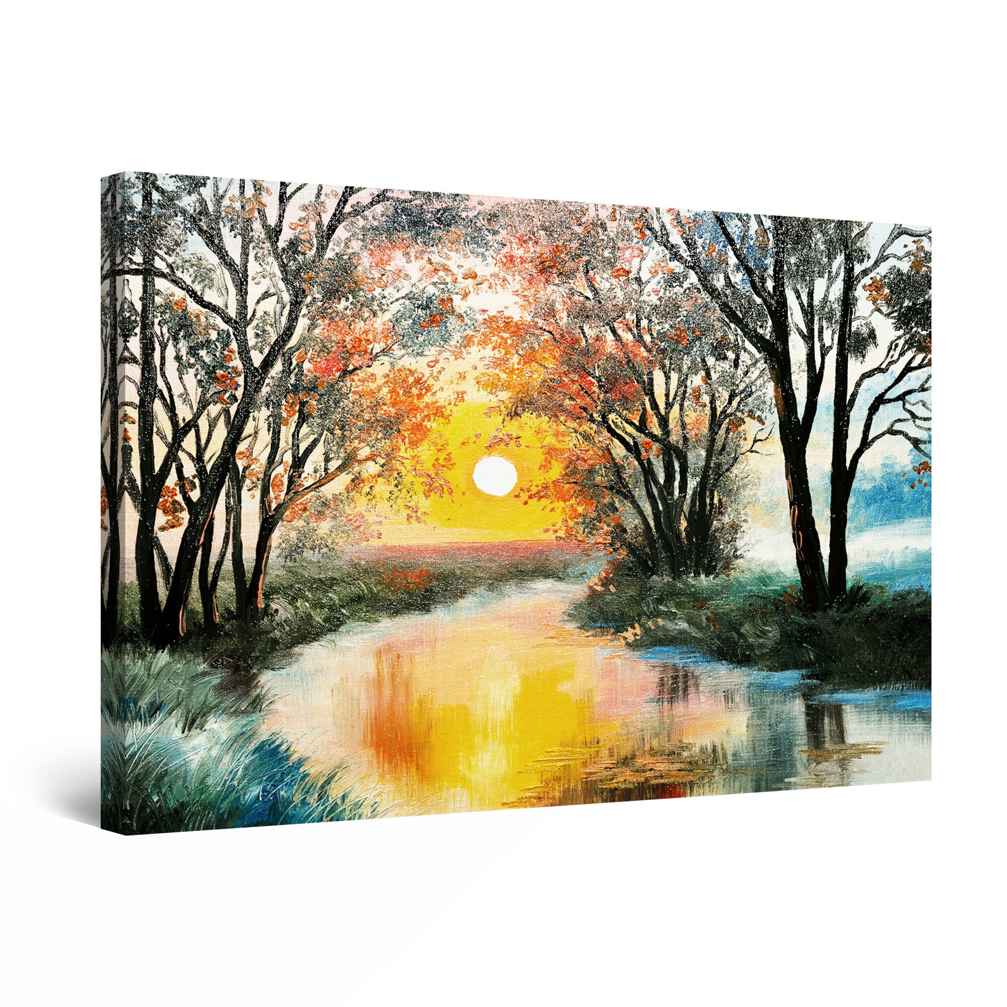 Tablou DualView Startonight Apus pe lac, luminos in intuneric, 80 cm x 120 cm