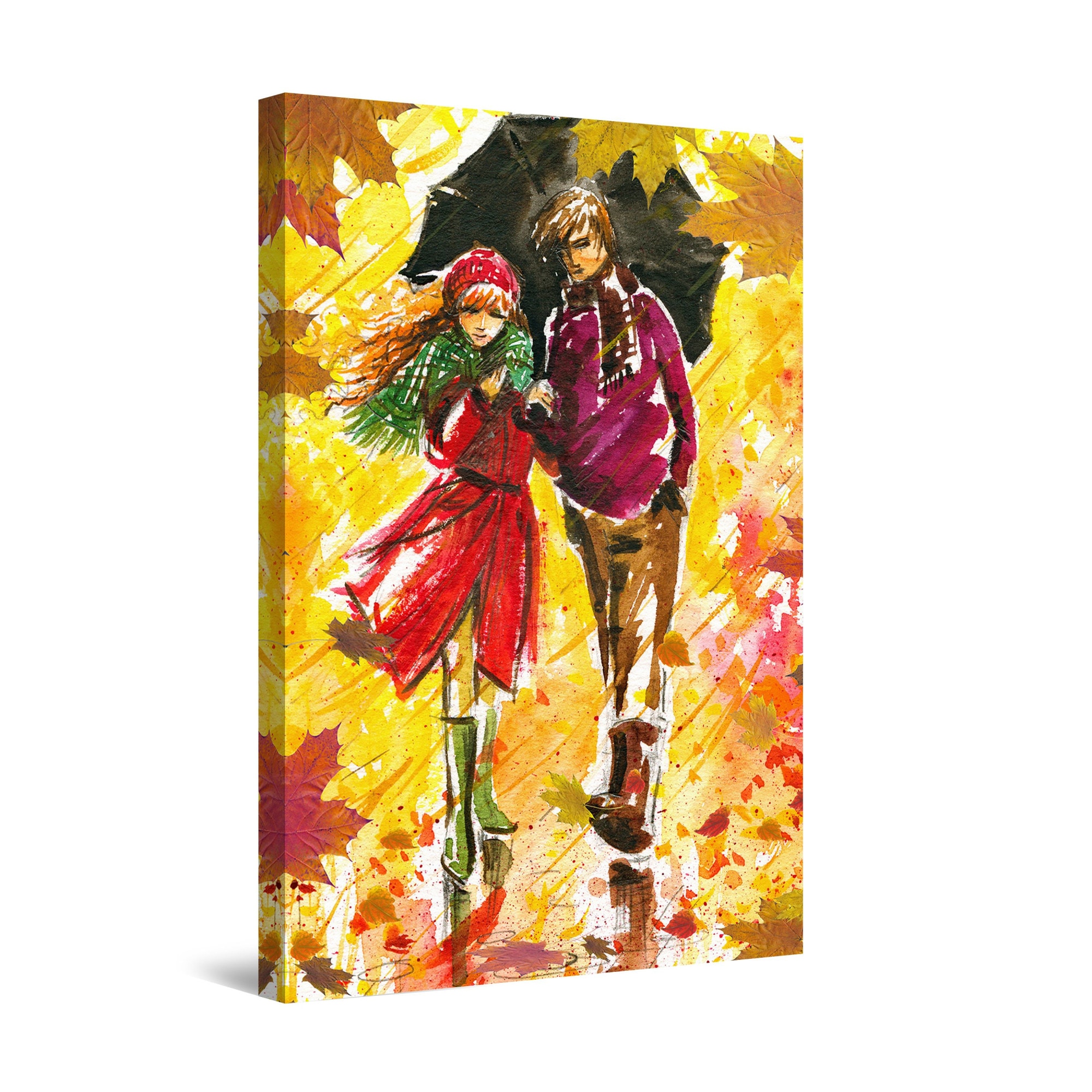 Tablou DualView Startonight Cuplu in ploaie, luminos in intuneric, 90 cm x 60 cm