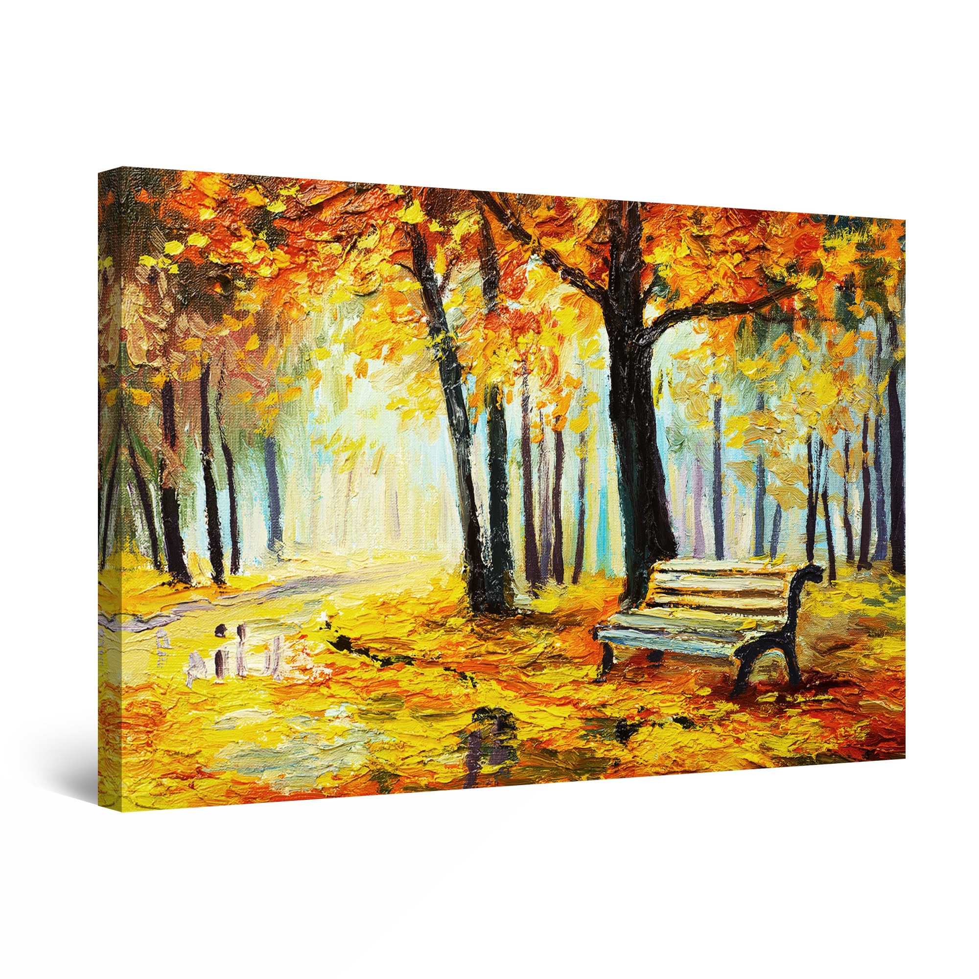 Tablou DualView Startonight Banca in parcul ruginiu, luminos in intuneric, 60 cm x 40 cm